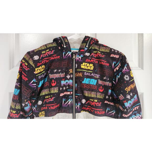 Disney Star Wars Hooded Fleece Full Zip Jacket Sweater Kids 7/8 - Picture 5 of 8